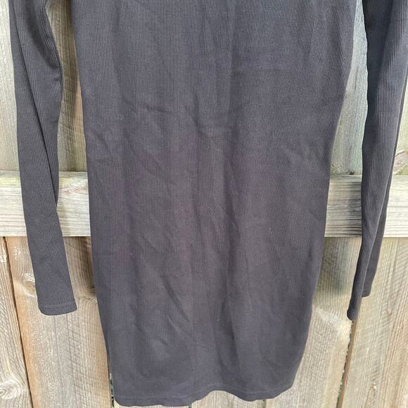 Rag and Bone Dress Ribbed Knit Button Front Long Sleeve Black Fitted‎ Classic XS - Picture 5 of 8